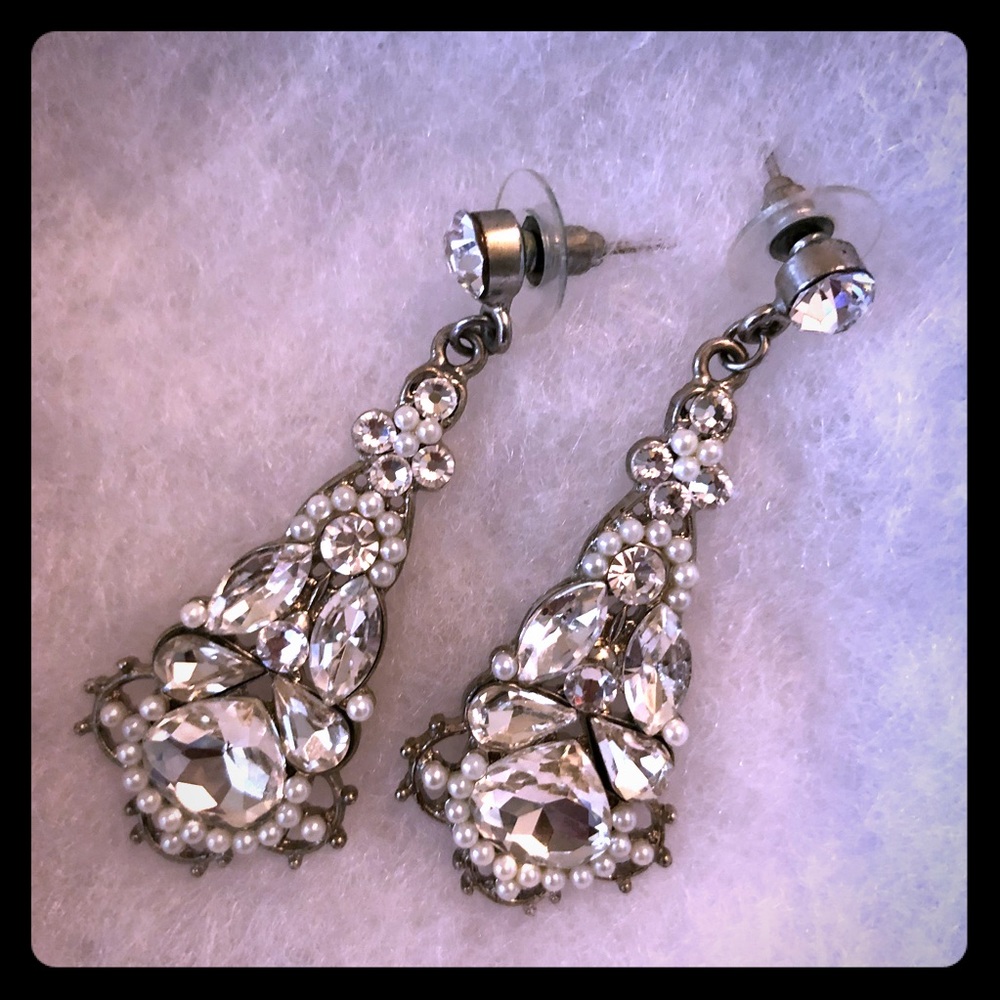 Crystal beaded rhinestone drop earrings